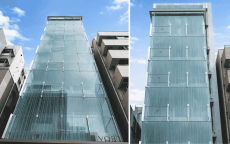 港区 オフィスビル（ビル全体で縦ラインの連続柄）