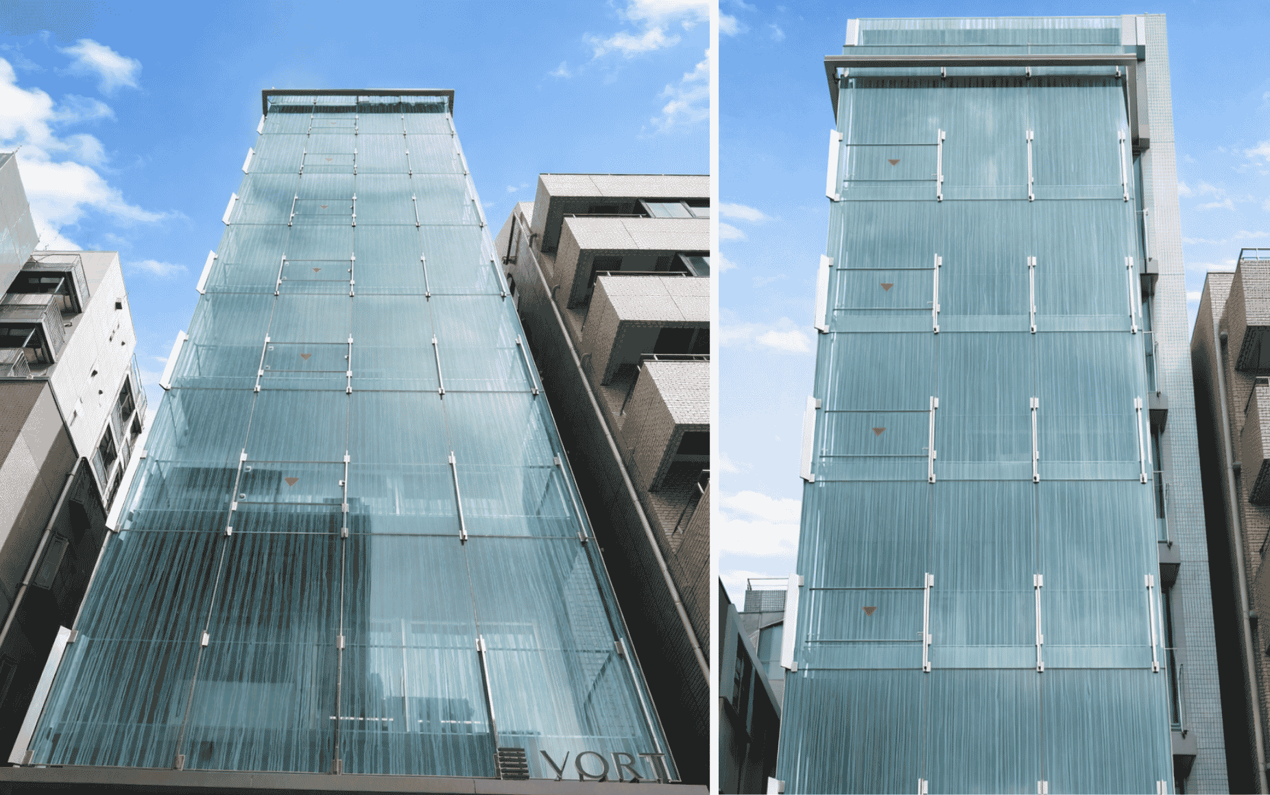 港区 オフィスビル（ビル全体で縦ラインの連続柄）